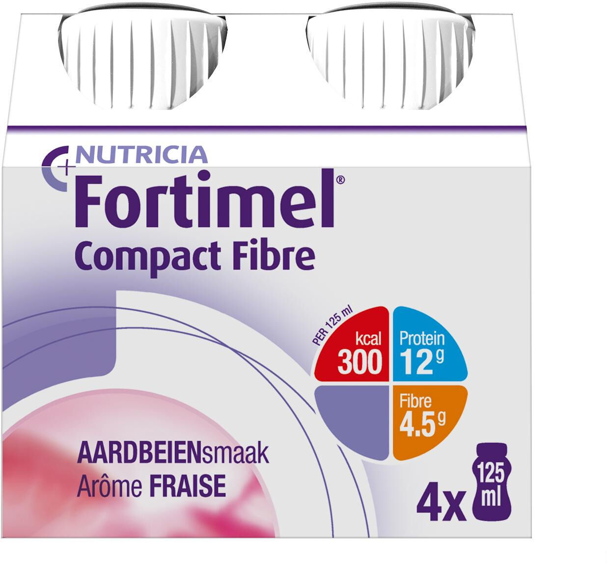 Fortimel Compact Fibre Fraise 125 ml 4 Pièces