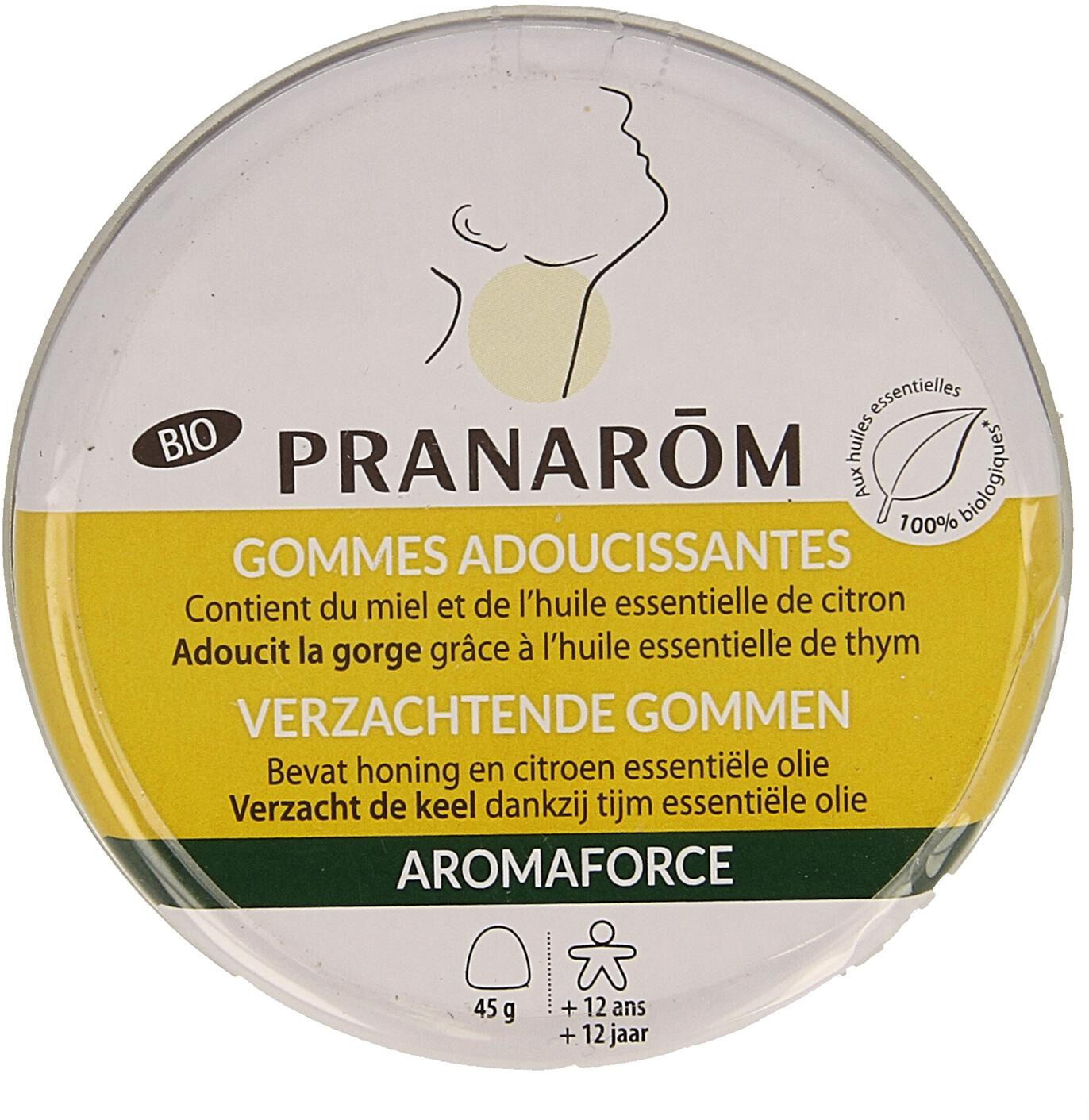 Pranarom Aromaforce Bio Gommes Adoucissantes Miel 45 g