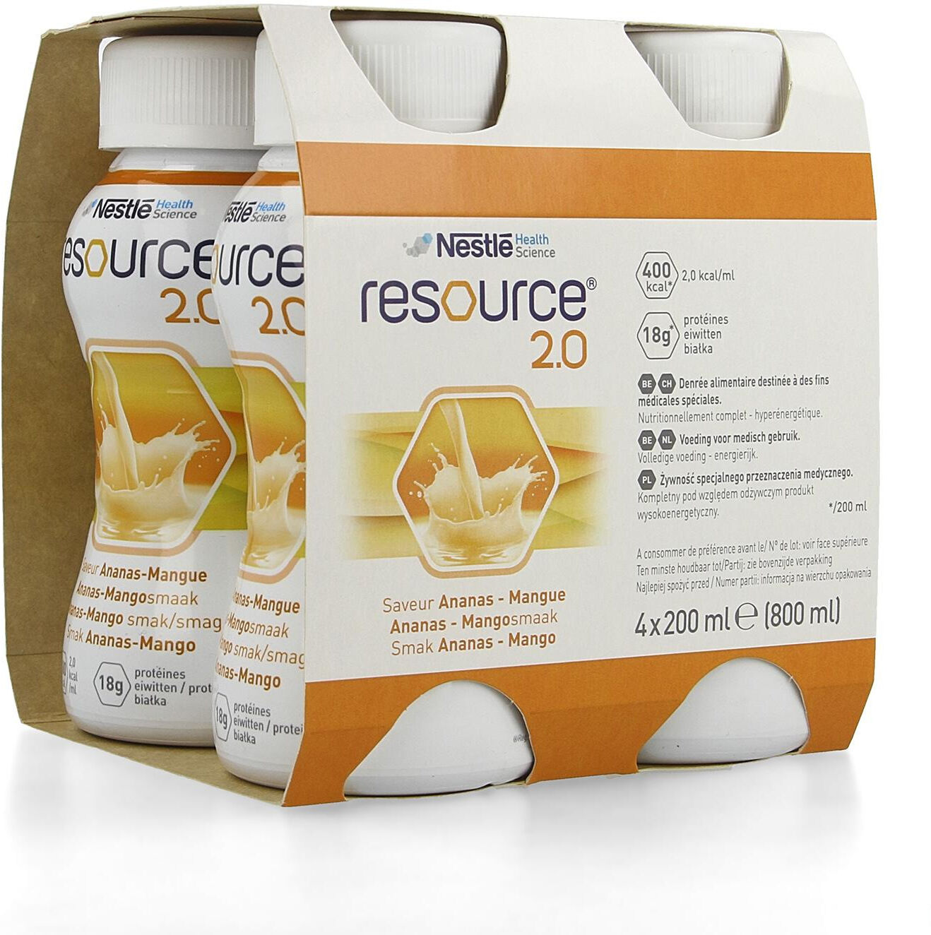 NESTLE Resource 2.0 Ananas-Mangue 4 x 200 ml