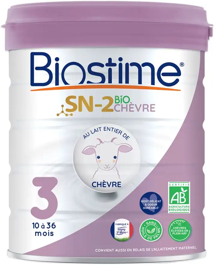 Biostime Lait Entier de Chèvre 3eme Age Bio, 800g