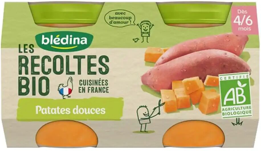 Blédina Les Récoltes Bio - Patates Douces, 2x130g