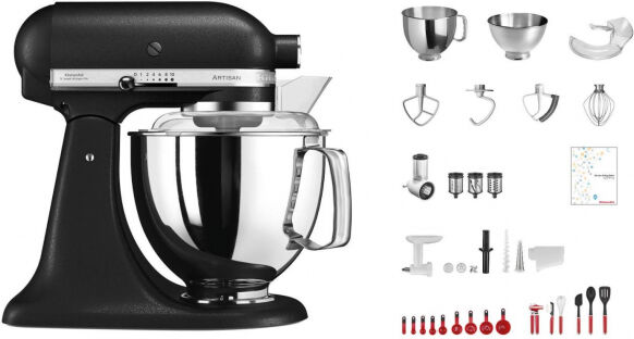 KitchenAid Artisan KSM200 - Küchenmaschine Schwarz matt - Swiss Anniversary Set