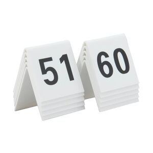 Securit® Tischnummernset 51-60, weißes Acryl mit schwarzer Schrift, 10er Set 5,2x5,2x4,5cm   0,1kg