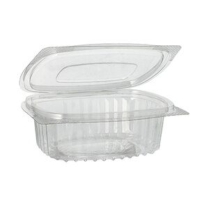 Starpak 50 Feinkost- und Salatschalen mit Klappdeckel, R-PET oval 250 ml 4,3 cm x 10,6 cm x 13,3 cm klar