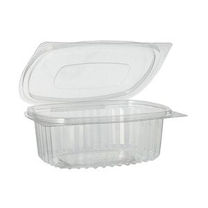 Starpak 50 Feinkost- und Salatschalen mit Klappdeckel, R-PET oval 375 ml 5 cm x 11,5 cm x 14,4 cm klar