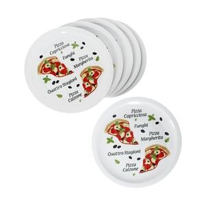 6er Set VARIAZIONE Pizzateller 30,5 cm mit Pizza- & Schrift-Dekor - 162066