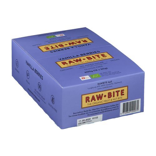 Rawbite Bio Riegel, Vanille-Beere 12x50 g Riegel