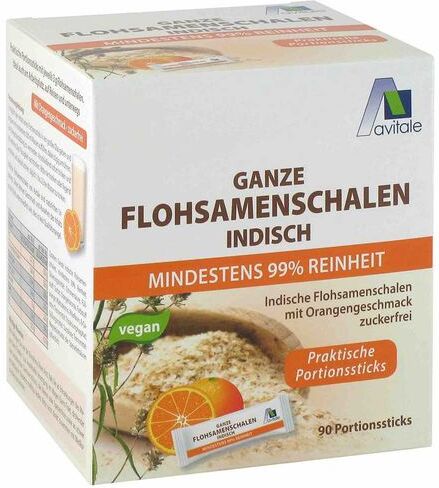 Avitale Ganze Flohsamenschalen Indisch Portionssticks Orange 90 St Beutel