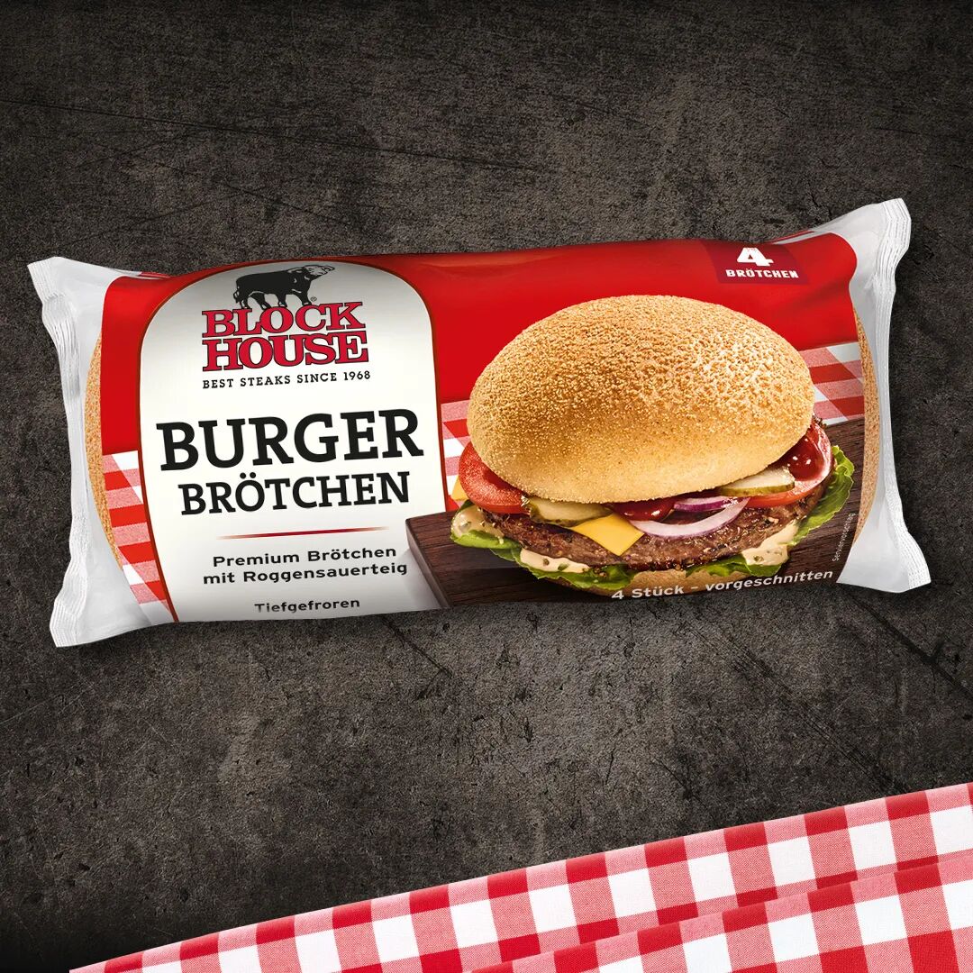 BlockHouse BLOCK HOUSE Burger Brötchen 4 x 70 g in Premium Qualität