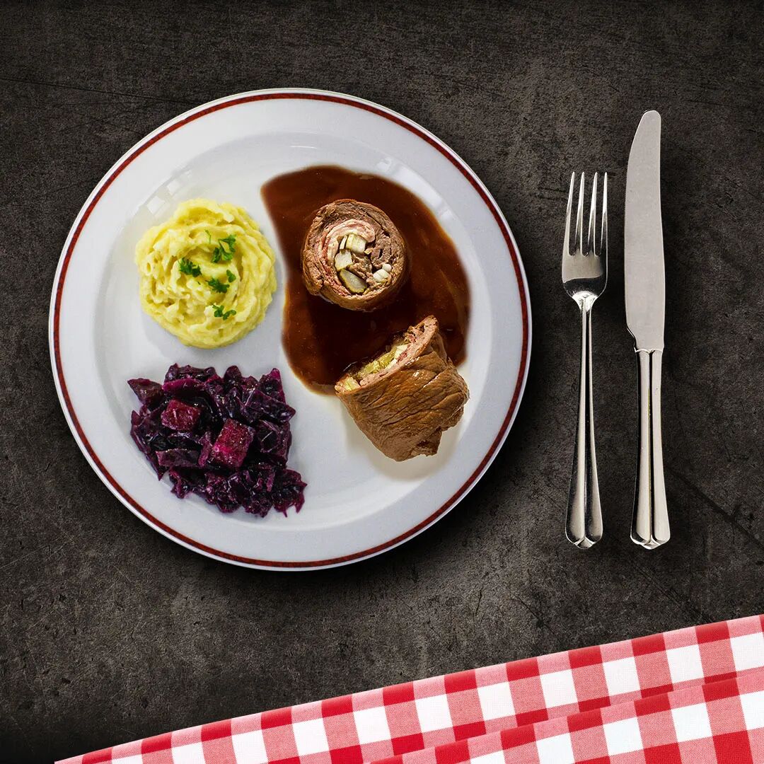 BlockHouse BLOCK HOUSE Rinderroulade mit Beilagen 1 Portion - 650 g Genuss in bester Restaurant Qualität