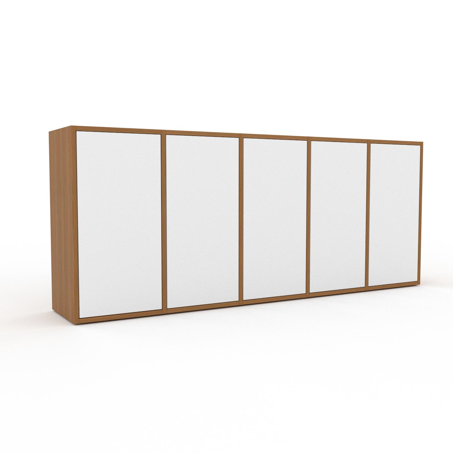 MYCS Bücherregal Weiß - Modernes Regal für Bücher: Türen in Weiß - 195 x 80 x 35 cm, Individuell konfigurierbar