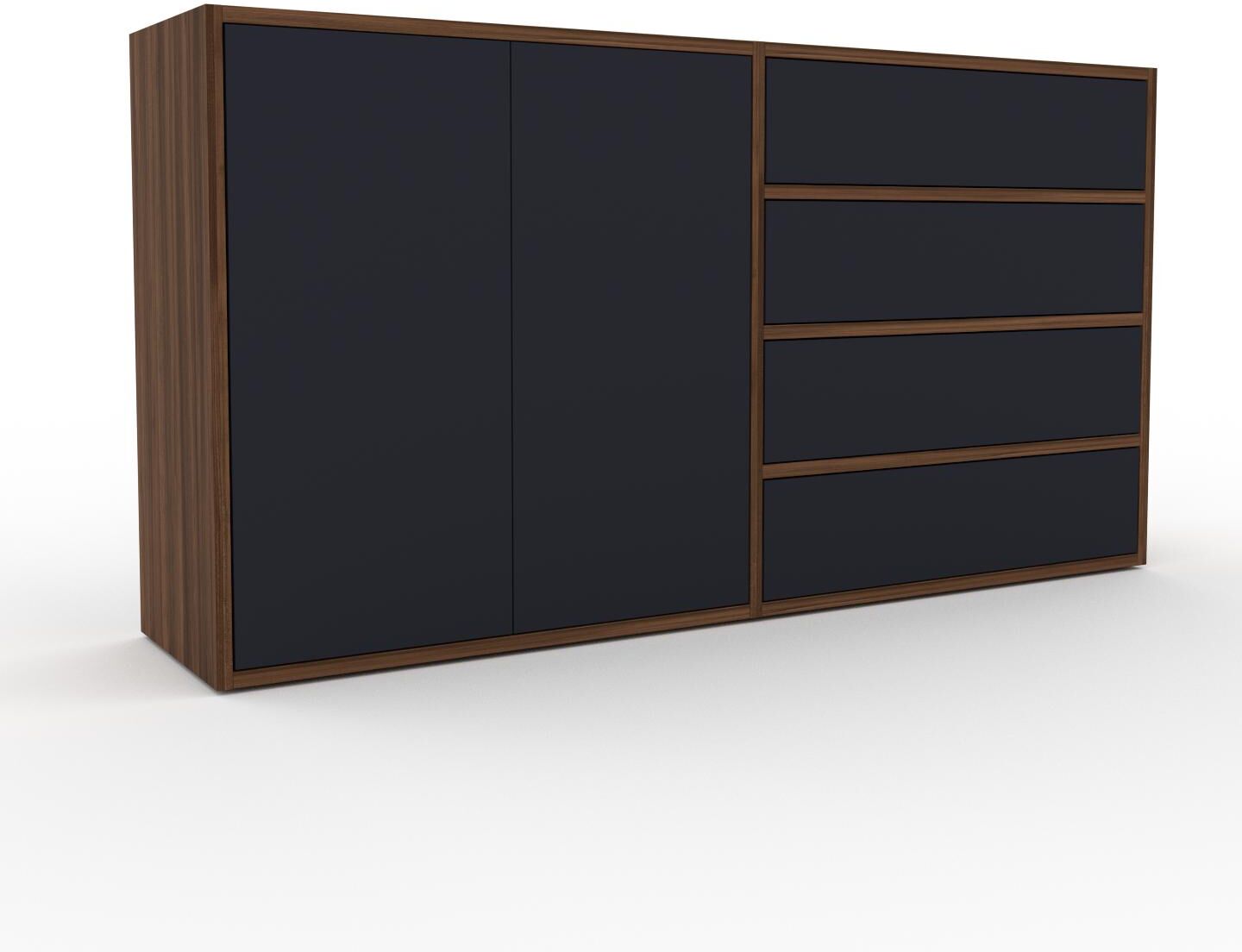 MYCS Holzregal Anthrazit - Modernes Regal aus Holz: Schubladen in Anthrazit & Türen in Anthrazit - 152 x 80 x 35 cm, Personalisierbar