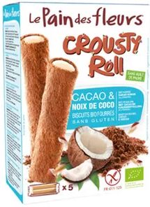 Le Pain Des Fleurs Crousty Roll Cacao Con Relleno De Nuez De Coco Bio 125g