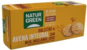 NaturGreen Galleta De Avena Integral Con Mijo, Avellanas Coco 140g