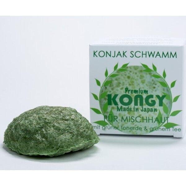 Kongy Esponja Konjac Premium con Arcilla Verde y Té Verde