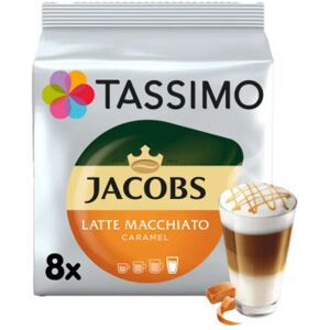 Kahvikapselit Tassimo Latte Macchiato Caramel (yhteensopiva Bosch Tassimo -kapselikeitinten kanssa), 8+8 kpl.