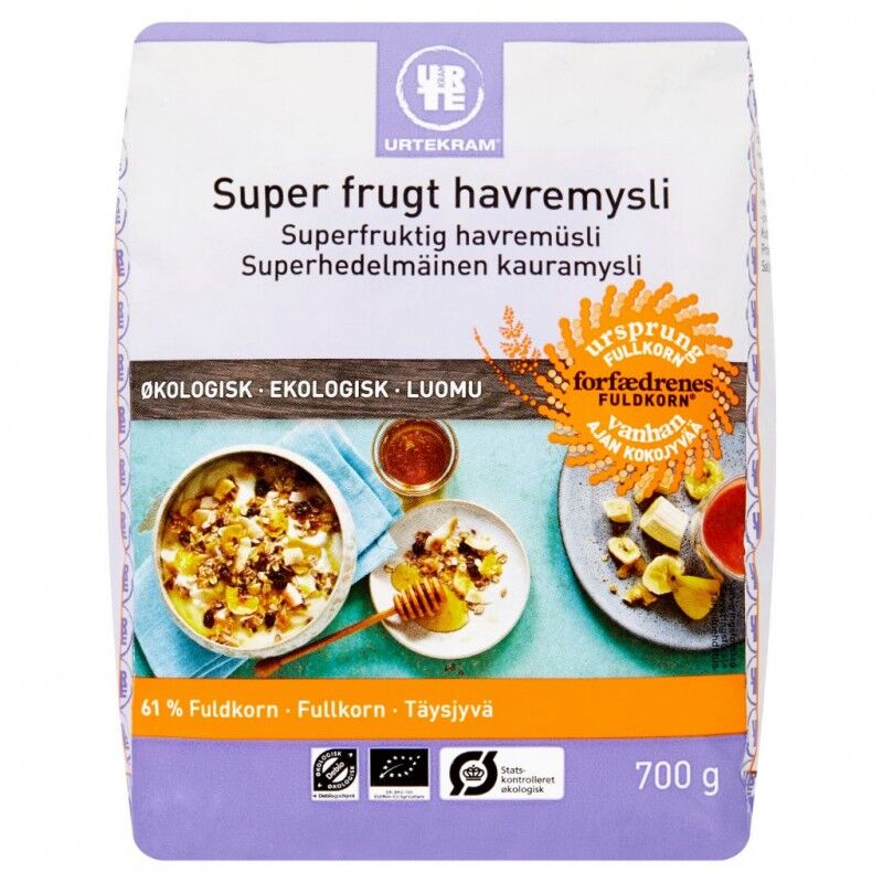 Urtekram Super Frugt Havremysli Eco 700 g Aamiainen