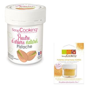 Arôme alimentaire naturel en poudre pistache + paillettes dorees Scrapcooking