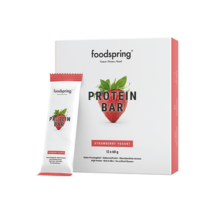 foodspring Protein Bar   Pack de 12   Yaourt a la Fraise   Collation Proteinee