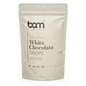 BAM Premium Gouttes de Chocolat Blanc, Callets, Chips pour Fondre, Cuisson Maison et Pro, 1 kg - Publicité