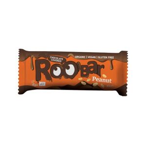 Roo'bar ROOBAR Barre cacahuètes enrobée de chocolat noir bio Naturellement riche en fibres et sans gluten 30g - Publicité