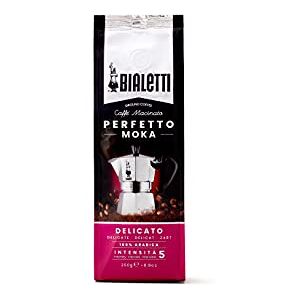 Bialetti Perfetto Moka Café Moulu Delicato (Délicat) Torréfaction Claire 250 g - Publicité