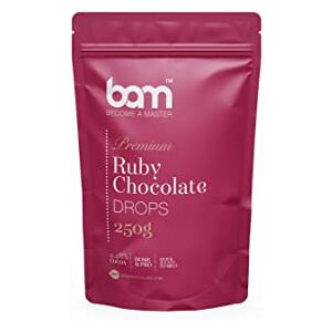 BAM Premium Ruby Chocolate Drops, Callets, Chips for Melting, Home and Pro Baking, 250 grammes - Publicité