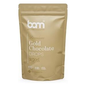 BAM Gold Caramel Gouttes de Chocolat, Callets, Chips à Dissoudre, Home et Pro Baking, Goût Caramel, 250 grammes - Publicité