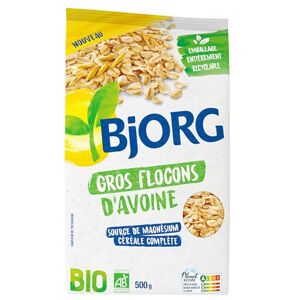 BJORG Gros Flocons d'Avoine Bio Céréales Complètes Riches en Fibres Sans Sucres Ajoutés 500 g - Publicité