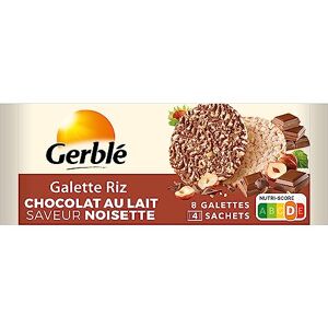 Gerblé Galette de Riz au Chocolat au Lait Saveur Noisette, 4 Sachets Individuels, 8 Galettes, 142 g, 210594 - Publicité