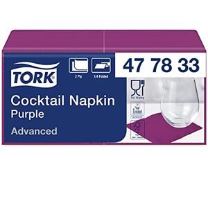 Tork 477833 Serviettes Cocktail Advanced couleur violet / 2 plis 24cm x 23,8cm 12 x 200 serviettes - Publicité