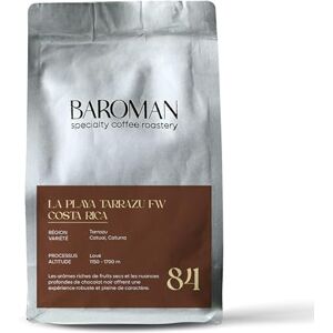 BAROMAN Café Grain Costa-Rica La Playa Tarrazu, Torréfaction Francaise, Specialty Coffee SCA: 84/100, Cadeau Parfait pour les Connoisseurs de Café, En Grain, Boite de 250 gr - Publicité