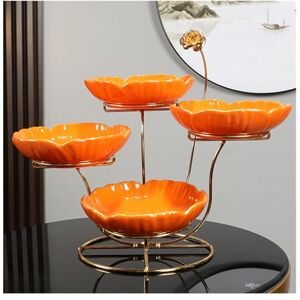 LICONG-2020 Compote de fruits Assiette de fruits en céramique multicouche, nouveau salon chinois, Table basse, assiette de fruits, assiette de noix, assiette de collation Récipient pour les fruits(Size:Orange-A) - Publicité