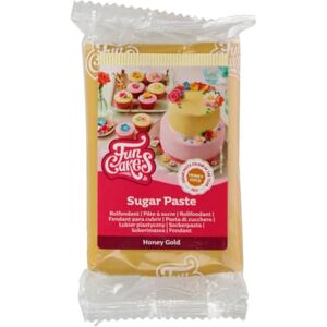 FunCakes Pâte à sucre Honey Gold facile à utilise lisse flexible douce et souple parfaite pour la décoration de gâteaux halal casher et sans gluten 250 g (paquet de 1) - Publicité