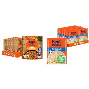 BEN'S ORIGINAL 100 % Végétal Tikka Masala (6 x 285 g) +  Riz Basmati 2mn (12x220g) - Publicité