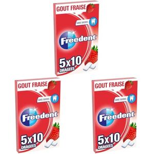 Freedent Chewing-gum goût Fraise sans sucres 15 paquets de 10 dragées 70g - Publicité