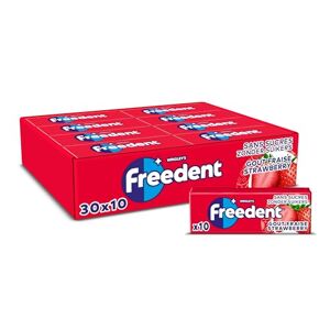 Freedent Chewing-gum goût Fraise sans sucres Grand format contenant 30 paquets de 10 dragées 420g - Publicité