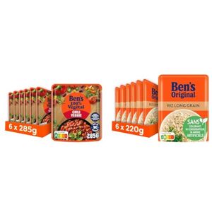 BEN'S ORIGINAL 100 % Végétal Chili Veggie (6 x 285 g) +  Riz Long Grain 2 Min (6 x 220 g) - Publicité