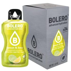 Bolero Boléro LEMON & LIME 24x3g   Jus en poudre sans sucre, édulcoré à la stévia + vitamine C   pour enfants et sportifs   sans gluten, végétalien   saveur citron et citron vert - Publicité