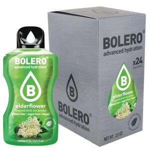 Bolero ELDERFLOWER 24x3g   Jus en poudre sans sucre, édulcoré à la stévia + vitamine C   pour enfants et sportifs   sans gluten, végétalien   saveur fleur de sureau - Publicité