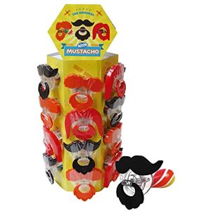 brabo WOM Mustacho   Sucettes de Bonbons en Forme de Moustache   Lollipops Multicolores Saveur de Fraise et Cerise   Présentoir 24 Unités de 15 grammes Bonbons à la Fraise - Publicité