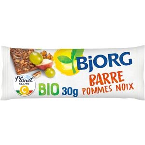 BJORG Barre Énergétique Pomme Noix Bio – Au Miel – Source de Fibres – Encas Sain pour le Sport : Vélo, Fitness, Trail, Running – 25 barres individuelles de 30 g - Publicité