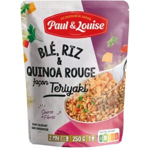 Paul & Louise Blé, Riz et Quinoa rouge façon Teriyaki 250g Prêt en 2 minutes recette végétarienne Source de fibre - Publicité