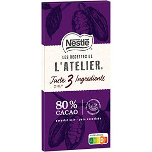 LES RECETTES DE L’ATELIER Nestlé Les Recettes de L'Atelier Tablette Chocolat Noir 80% Juste 3 Ingrédients 100g - Publicité