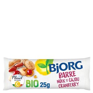 BJORG Barre Énergétique Noix de Cajou Cranberry Bio – Source de Fibres et de Protéines – Encas Sain pour le Sport : Vélo, Fitness, Trail, Running – 30 barres individuelles de 25 g - Publicité