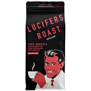 KIQO Coffee & Tea LUCIFERS ROAST 500g grains de café by KIQO d'Italie café fort faible acidité avec 571mg de caféine 100% Robusta (grains entiers, 500g) - Publicité