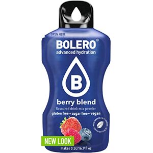 Bolero Boléro BERRY BLEND 24x3g   Jus en poudre sans sucre, édulcoré à la stévia + vitamine C   pour enfants et sportifs   sans gluten, végétalien   saveur de baies - Publicité