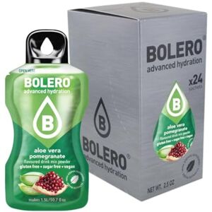 Bolero ALOE VERA POMEGRANATE 24 x 3 g   Jus en poudre sans sucre, sucré avec de la stévia + vitamine C   Convient pour les enfants, les diabétiques   Sans gluten et adapté aux végétaliens   Le goût - Publicité