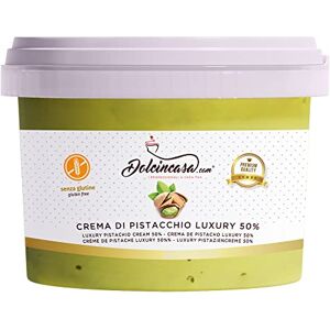 Dolcincasa.com Pistachio Luxury Cream 50% Pistaches 500g Excellente crème à tartiner sur les crèmes glacées, les desserts, le pain, les biscuits, les gâteaux et les crêpes. Veloutée à la maison ou au travail - Publicité