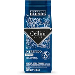 Cellini Café en grains Mélange Espresso Intrepido 500 gr   Café avec arôme intense de cacao et d'épices   Café en grains - Publicité